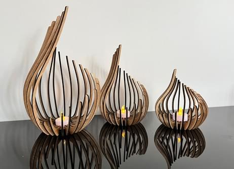 Houten decoratieve kaarshouder